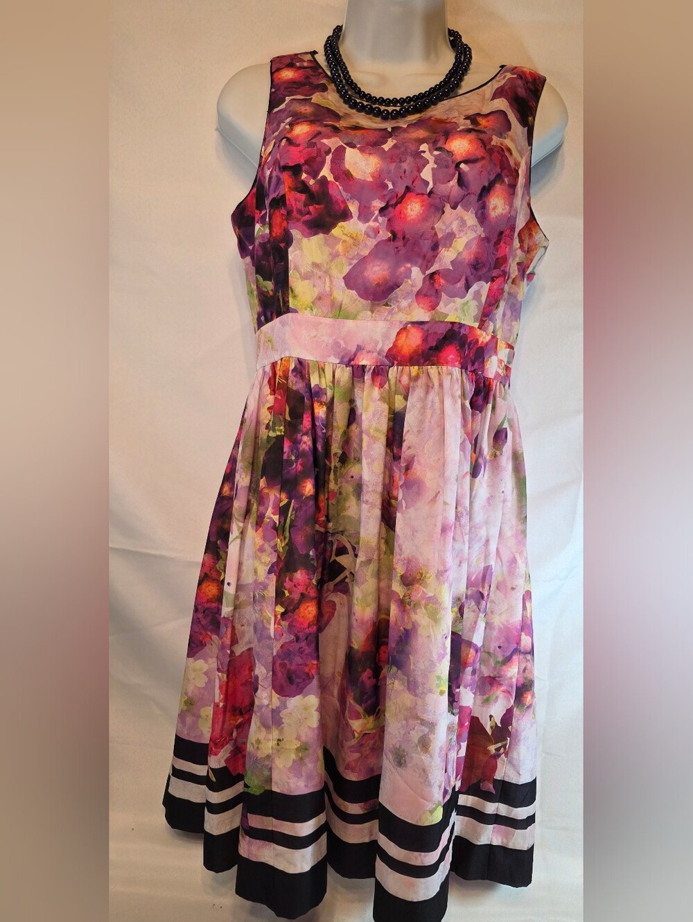 Liz Claiborne Purple Floral Sleeveless Twirl Dress